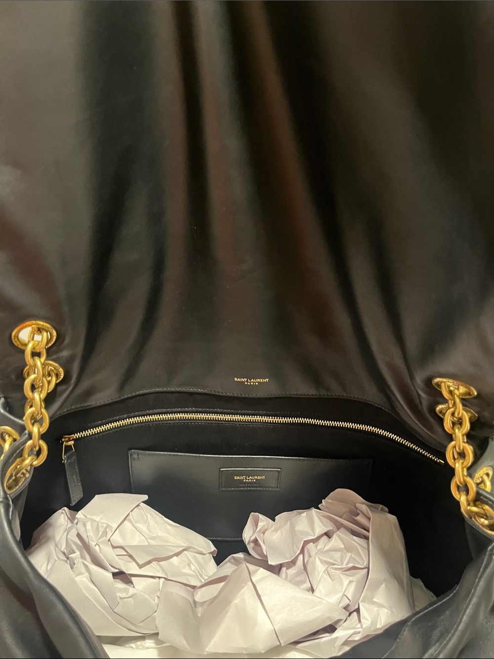 Saint Laurent Black Quilted Leather Shoulder Bag with Gold Chain Strap - Picture 7 of 8